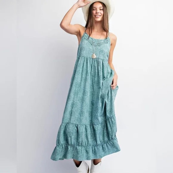 easel Dresses & Skirts - Mineral Washed Cami Dress in Pacific Ocean Hues